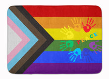 Load image into Gallery viewer, Gay Pride Peace Hands Progress Pride Machine Washable Memory Foam Mat
