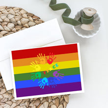 Load image into Gallery viewer, Gay Pride Peace Hands Greeting Cards -  Blank Note Cards – 8-Pack of Artist-Designed Cards with Envelopes