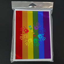 Load image into Gallery viewer, Gay Pride Peace Hands Greeting Cards -  Blank Note Cards – 8-Pack of Artist-Designed Cards with Envelopes