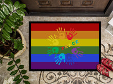 Load image into Gallery viewer, Gay Pride Peace Hands Doormat - 24x36 Decorative Floor Mat – Indoor/Outdoor Rug with Artistic Flair