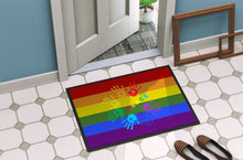 Load image into Gallery viewer, Gay Pride Peace Hands Doormat - 24x36 Decorative Floor Mat – Indoor/Outdoor Rug with Artistic Flair
