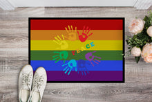 Load image into Gallery viewer, Gay Pride Peace Hands Doormat - 18x27 Decorative Floor Mat – Indoor/Outdoor Rug with Artistic Flair