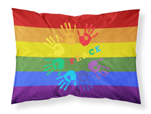 Load image into Gallery viewer, Gay Pride Peace Hands Fabric Standard Pillowcase – Artistic Decorative Front, White Back