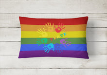 Load image into Gallery viewer, Gay Pride Peace Hands Canvas Fabric Decorative Pillow