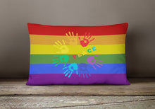 Load image into Gallery viewer, Gay Pride Peace Hands Canvas Fabric Decorative Pillow