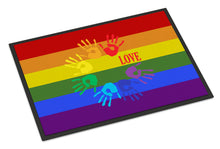 Load image into Gallery viewer, Gay Pride Love Hands Doormat - 24x36 Decorative Floor Mat – Indoor/Outdoor Rug with Artistic Flair