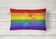 Load image into Gallery viewer, Gay Pride Love Hands Canvas Fabric Decorative Pillow