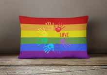 Load image into Gallery viewer, Gay Pride Love Hands Canvas Fabric Decorative Pillow