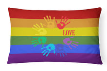 Load image into Gallery viewer, Gay Pride Love Hands Canvas Fabric Decorative Pillow