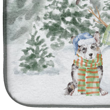 Load image into Gallery viewer, Corgi Blue Merle with Christmas Presents Dish Drying Mat – Absorbent, Artistic Kitchen Essentials