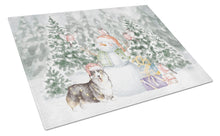 Load image into Gallery viewer, Corgi Black and Tan Points with Christmas Presents Glass Cutting Boards – Durable, Decorative Kitchen Art Large