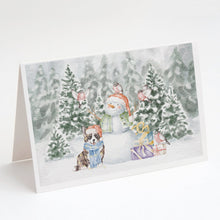 Load image into Gallery viewer, Corgi Blue Merle and Tan Points with Christmas Presents Greeting Cards -  Blank Note Cards – 8-Pack of Artist-Designed Cards with Envelopes