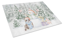 Load image into Gallery viewer, Corgi Blue Merle and Tan Points with Christmas Presents Glass Cutting Boards – Durable, Decorative Kitchen Art Large