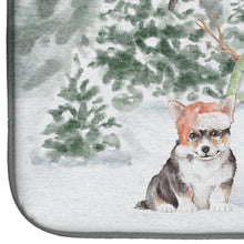 Load image into Gallery viewer, Corgi Puppy Black and Tan Points with Christmas Presents Dish Drying Mat – Absorbent, Artistic Kitchen Essentials