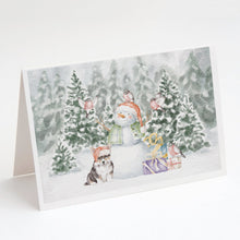 Load image into Gallery viewer, Corgi Puppy Black and Tan Points with Christmas Presents Greeting Cards -  Blank Note Cards – 8-Pack of Artist-Designed Cards with Envelopes