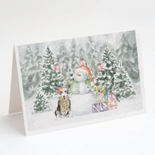 Load image into Gallery viewer, Bull Terrier Black and White with Christmas Presents Greeting Cards -  Blank Note Cards – 8-Pack of Artist-Designed Cards with Envelopes