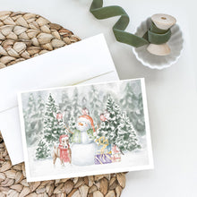 Load image into Gallery viewer, Bull Terrier Tan and White with Christmas Presents Greeting Cards -  Blank Note Cards – 8-Pack of Artist-Designed Cards with Envelopes