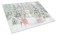 Load image into Gallery viewer, Bull Terrier Tan and White with Christmas Presents Glass Cutting Boards – Durable, Decorative Kitchen Art Large