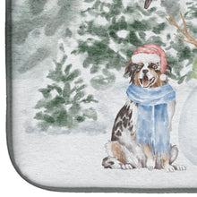Load image into Gallery viewer, Australian Shepherd Blue Merle and Tan with Christmas Presents Dish Drying Mat – Absorbent, Artistic Kitchen Essentials