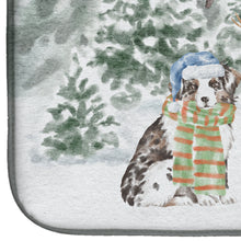 Load image into Gallery viewer, Australian Shepherd Puppy Blue Merle and Tan with Christmas Presents Dish Drying Mat – Absorbent, Artistic Kitchen Essentials