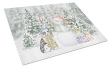 Load image into Gallery viewer, Australian Shepherd Puppy Blue Merle and Tan with Christmas Presents Glass Cutting Boards – Durable, Decorative Kitchen Art Large
