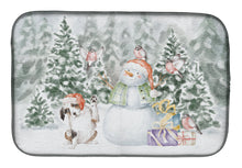 Load image into Gallery viewer, Australian Shepherd Puppy Black White and Tan with Christmas Presents Dish Drying Mat – Absorbent, Artistic Kitchen Essentials