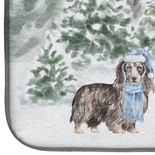 Load image into Gallery viewer, Dachshund Longhaired with Christmas Presents Dish Drying Mat – Absorbent, Artistic Kitchen Essentials
