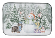 Load image into Gallery viewer, Dachshund Longhaired with Christmas Presents Dish Drying Mat – Absorbent, Artistic Kitchen Essentials