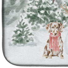 Load image into Gallery viewer, Dachshund Dappled with Christmas Presents Dish Drying Mat – Absorbent, Artistic Kitchen Essentials