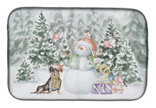 Load image into Gallery viewer, Dachshund Black and Tan Sitting with Christmas Presents Dish Drying Mat – Absorbent, Artistic Kitchen Essentials