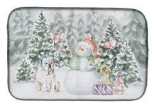 Load image into Gallery viewer, Bulldog Fawn with Christmas Presents Dish Drying Mat – Absorbent, Artistic Kitchen Essentials