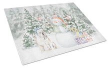 Load image into Gallery viewer, Bulldog Fawn with Christmas Presents Glass Cutting Boards – Durable, Decorative Kitchen Art Large