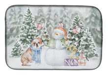 Load image into Gallery viewer, Bulldog Fawn and White with Christmas Presents Dish Drying Mat – Absorbent, Artistic Kitchen Essentials