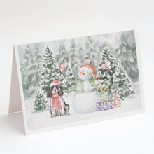 Load image into Gallery viewer, Cocker Spaniel Black and White with Christmas Presents Greeting Cards -  Blank Note Cards – 8-Pack of Artist-Designed Cards with Envelopes