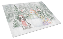 Load image into Gallery viewer, Cocker Spaniel Black and White with Christmas Presents Glass Cutting Boards – Durable, Decorative Kitchen Art Large