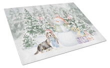 Load image into Gallery viewer, Basset Hound Tricolor with Christmas Presents Glass Cutting Boards – Durable, Decorative Kitchen Art Large