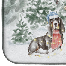 Load image into Gallery viewer, Basset Hound Black White and Tan with Christmas Presents Dish Drying Mat – Absorbent, Artistic Kitchen Essentials