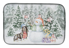 Load image into Gallery viewer, Basset Hound Black White and Tan with Christmas Presents Dish Drying Mat – Absorbent, Artistic Kitchen Essentials