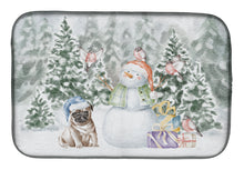 Load image into Gallery viewer, Pug Fawn Sitting with Christmas Presents Dish Drying Mat – Absorbent, Artistic Kitchen Essentials