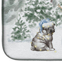 Load image into Gallery viewer, Pug Puppy Black with Christmas Presents Dish Drying Mat – Absorbent, Artistic Kitchen Essentials