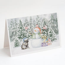 Load image into Gallery viewer, Pug Puppy Black with Christmas Presents Greeting Cards -  Blank Note Cards – 8-Pack of Artist-Designed Cards with Envelopes
