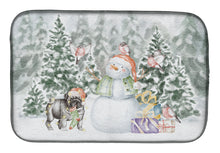 Load image into Gallery viewer, Pug Black Standing with Christmas Presents Dish Drying Mat – Absorbent, Artistic Kitchen Essentials