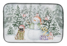 Load image into Gallery viewer, Pug Fawn Smiling with Christmas Presents Dish Drying Mat – Absorbent, Artistic Kitchen Essentials