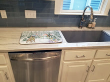 Load image into Gallery viewer, Boxer Fawn with Christmas Presents Dish Drying Mat – Absorbent, Artistic Kitchen Essentials