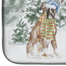 Load image into Gallery viewer, Boxer Fawn with Christmas Presents Dish Drying Mat – Absorbent, Artistic Kitchen Essentials