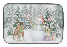 Load image into Gallery viewer, Boxer Fawn with Christmas Presents Dish Drying Mat – Absorbent, Artistic Kitchen Essentials