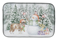 Load image into Gallery viewer, Boxer Fawn Puppy Standing with Christmas Presents Dish Drying Mat – Absorbent, Artistic Kitchen Essentials
