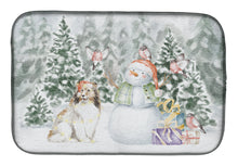 Load image into Gallery viewer, Sheltie/Shetland Sheepdog Sable with Christmas Presents Dish Drying Mat – Absorbent, Artistic Kitchen Essentials
