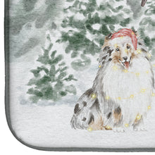 Load image into Gallery viewer, Sheltie/Shetland Sheepdog Blue Merle with Christmas Presents Dish Drying Mat – Absorbent, Artistic Kitchen Essentials