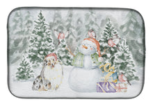 Load image into Gallery viewer, Sheltie/Shetland Sheepdog Blue Merle with Christmas Presents Dish Drying Mat – Absorbent, Artistic Kitchen Essentials